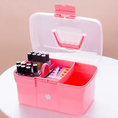 Comebuy88Hand-held Desktop Storage Box Makeup Organizer Jewelry NailPolish Pen Container Manicure Tool Case