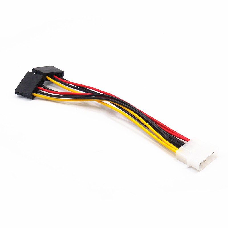 4-Pin IDE Molex Male to Dual SATA 15-Pin Y Splitter Female HDD Power Adapter Cable สาย