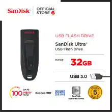 ภาพขนาดย่อของภาพหน้าปกสินค้าSanDisk Ultra USB 3.0 Flash Drive, CZ48 32GB, USB3.0, Black, stylish sleek design, 5Y ( แฟลชไดร์ฟ usb Flash Drive ) จากร้าน Sandisk บน Lazada