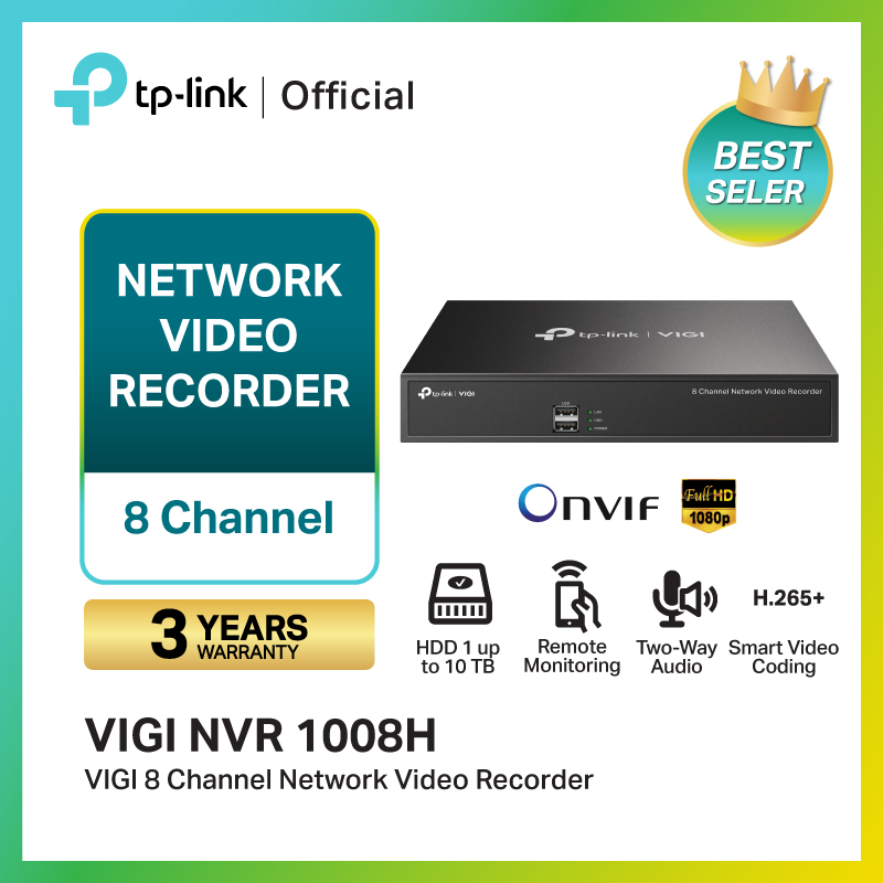TP-Link VIGI NVR1008H VIGI เครื่องบันทึกภาพกล้องวงจรปิด 8 Channel ...
