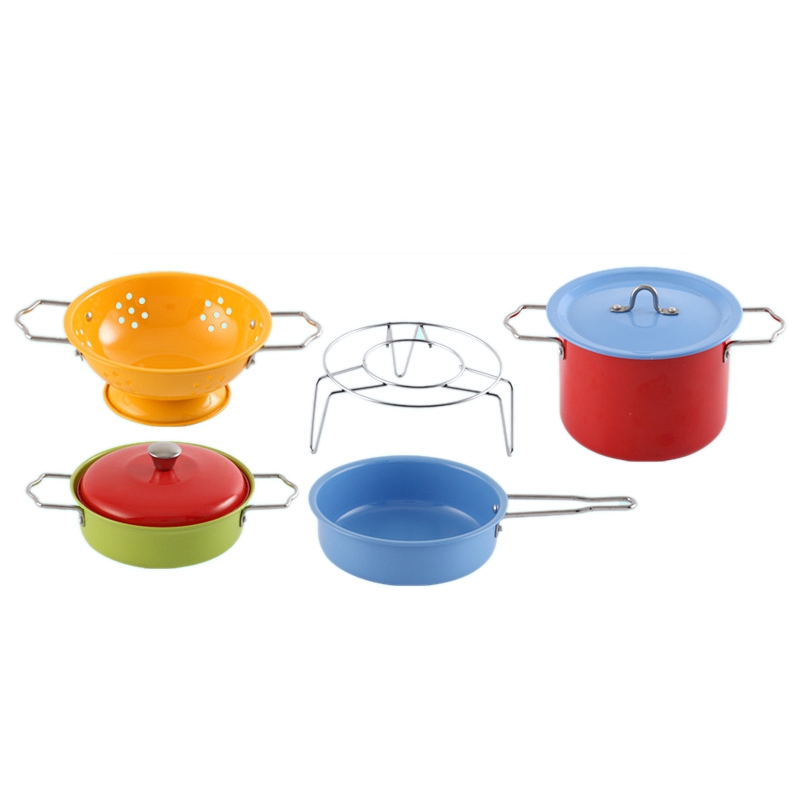 25pcs-pretend-play-toy-simulation-colorful-stainless-steel-cookware-pan