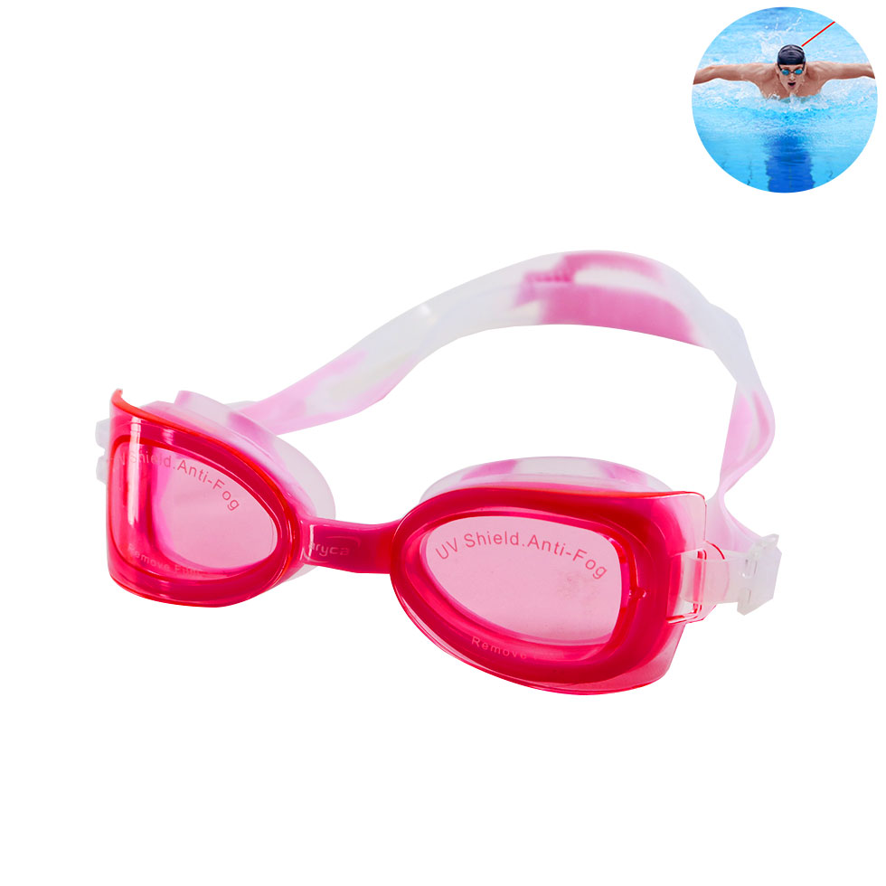 แว่นว่ายน้ำเด็ก Aryca    รุ่น WG52B สำหรับเด็ก ที่ว่ายน้ำในสระหรือกลางแจ้งเป็นครั้งคราว  ปรับสายคาดศรีษะได้ปรับได้เยอะ