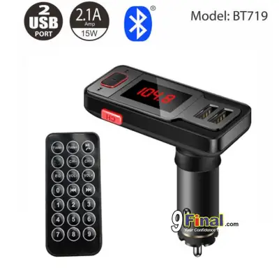 v9FINAL BT719 Wireless Bluetooth Speaker Car Kit LCD FM Transmitter MP3 Dual USB Charger Support USB/AUX/TF card Handsfree For Mobile Phone เครื่องเล่นเพลงbluetoothติดรถยนต์ ฟังเพลงบนรถยนต์