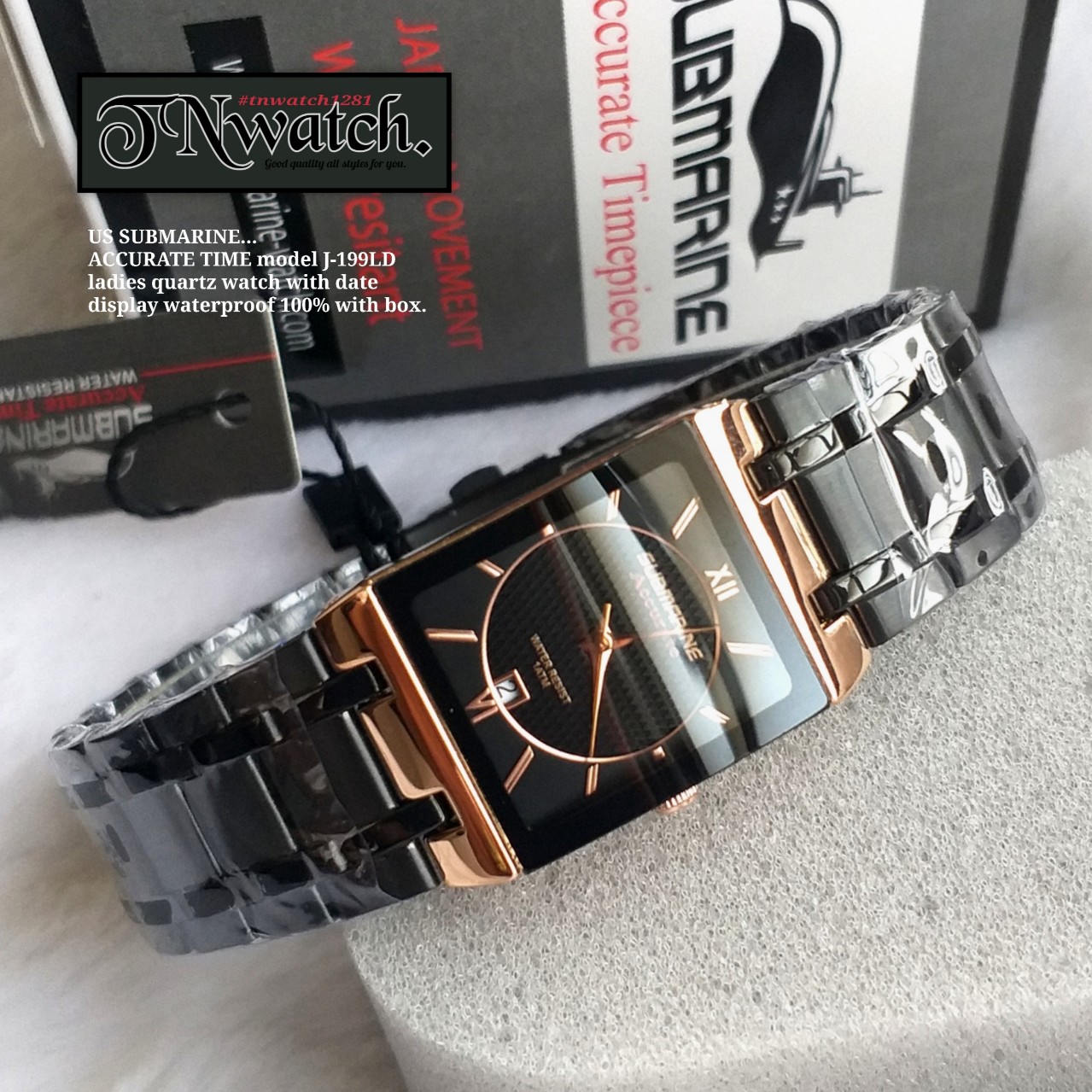 US SUBMARINE Accurate Time รุ่น J-199LD นาฬิกาข้อมือผู้หญิง ระบบควอทซ์ แสดงวันที่ กันน้ำ100% พร้อมกล่อง ร้านขายนาฬิกาtnwatch1281