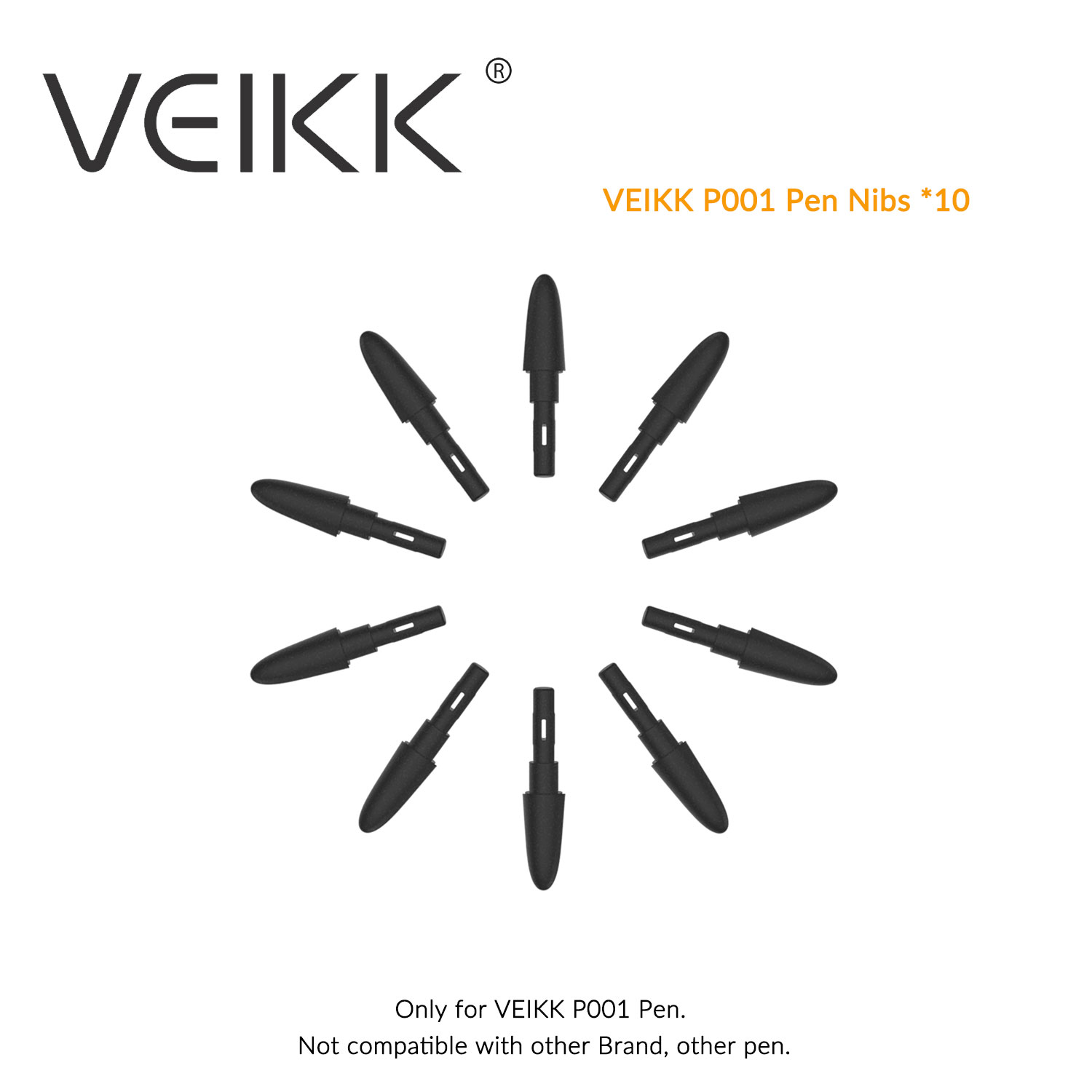 VEIKK P001หัวปากกาสำหรับ S640และ A30แท็บเล็ตวาดรูป (10 Pcs)