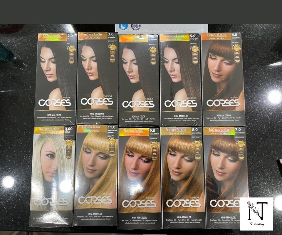 Corses คอร์เซส ครีมย้อมสีผม สูตรไม่มีเเอมโมเนีย ปราศจากกลิ่น ปริมาณ 100 มล. มีหลากหลายสีให้เลือก