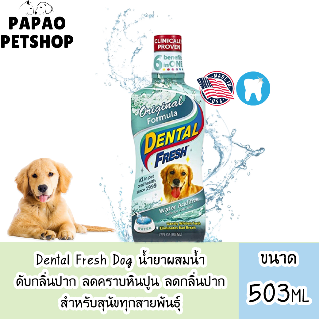 Dental Fresh Original น้ำยาบ้วนปากผสมน้ำ ดับกลิ่นปากสุนัข ลดคราบหินปูน ลดกลิ่นปาก สำหรับสุนัขทุกสายพันธุ์ 503 ml