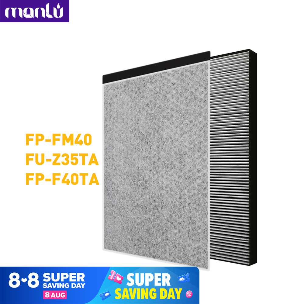 Manluแผ่นกรองทดแทนสำหรับSharp FP-FM40 FP fm40, FP-FM40B fm40b, FU-Z35TA-W, FP-F40TA f40ta , FP-G50TA-W, FP-GM50Bสำหรับเปลี่ยนไส้กรองFZ-30SFTA, FZ-F40SFE