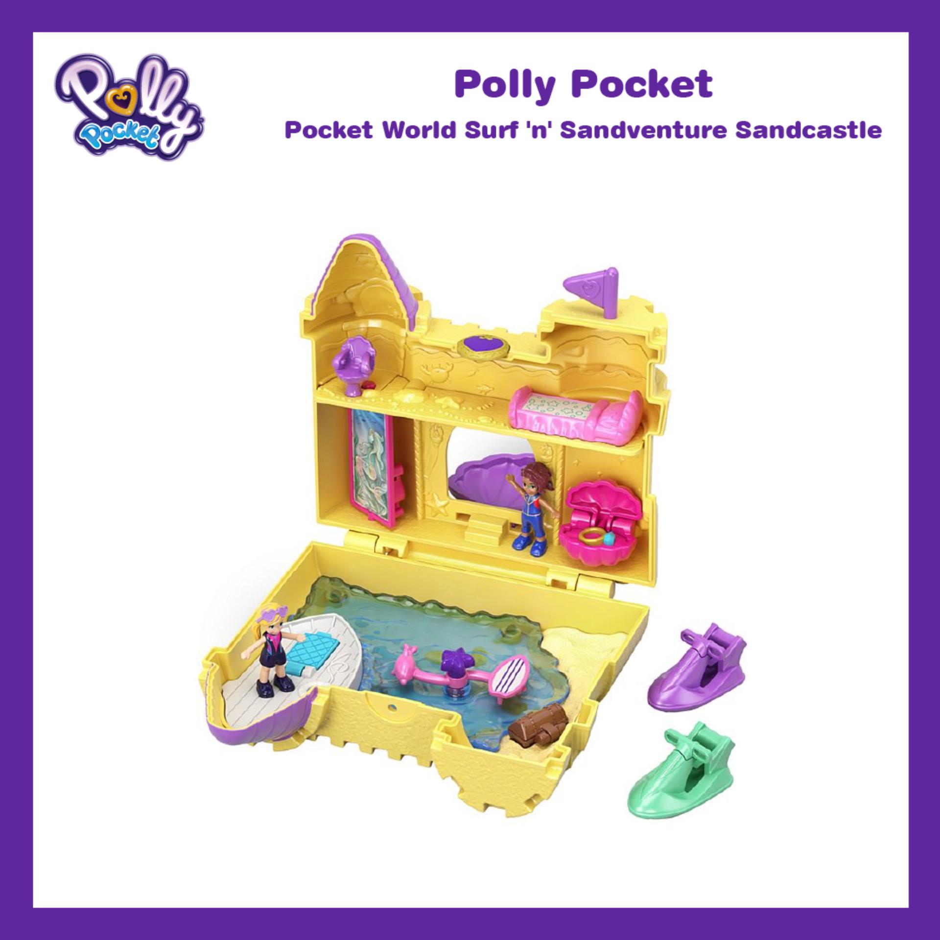 Polly Pocket™ Pocket World Surf 'n' Sandventure Sandcastle พอลลี่ พ็อคเก็ต เซิร์ฟ แอนด์ แซนด์เวนเจอร์ ปราสาททราย (ของเล่นเด็ก, ตุ๊กตา)