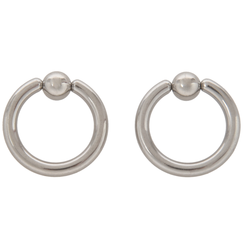 1 pair Stainless Steel Captive Bead Ear Rings Hoop BCR Studs Piercing Jewelry Steel color, 0g(8mm)*16mm