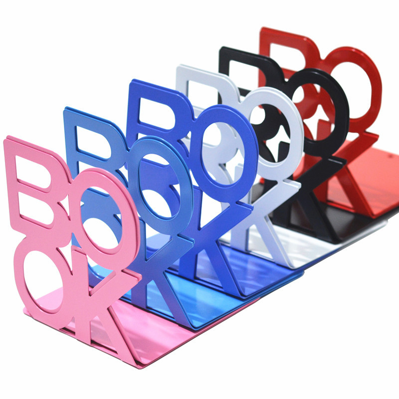 Colourful Heavy Duty Metal Book Ends Letter Style Bookends Office ...