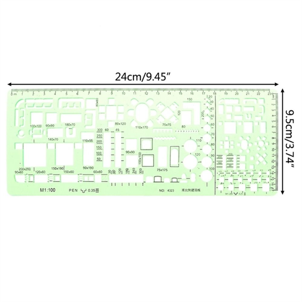 MMLUCK Plastic Transparent Green Oval Circles Stencil Geometric Ruler Template Ruler Drawing Ruler Curve Ruler