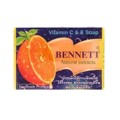 สบู่วิตามิน อี เบนเนท สูตรเพิ่มวิตามินซี จากธรรมชาติ สบู่เบนเนท BENNETT C&E ของแท้ สีส้ม ขนาด 130 g