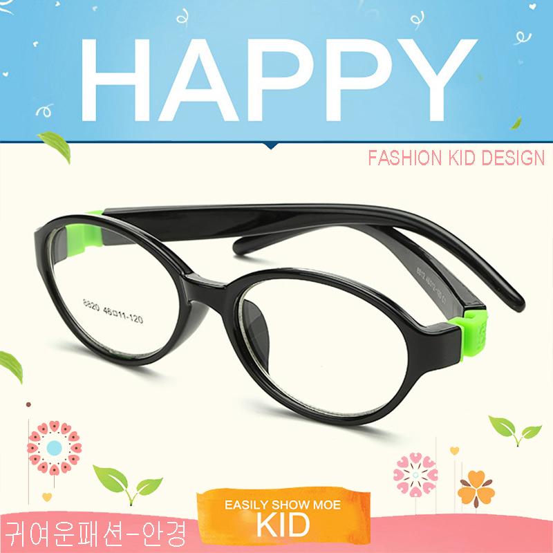 แว่นตาเกาหลีเด็ก Fashion Korea Children แว่นตาเด็ก รุ่น 8820 C-1 สีดำเงาขาดำข้อเขียว กรอบแว่นตาเด็ก Oval รูปไข่แนวนอน Eyeglass baby frame ( สำหรับตัดเลนส์ ) วัสดุ PC เบา ขาข้อต่อ Kid leg joints Plastic Grade A material Eyewear Top Glasses