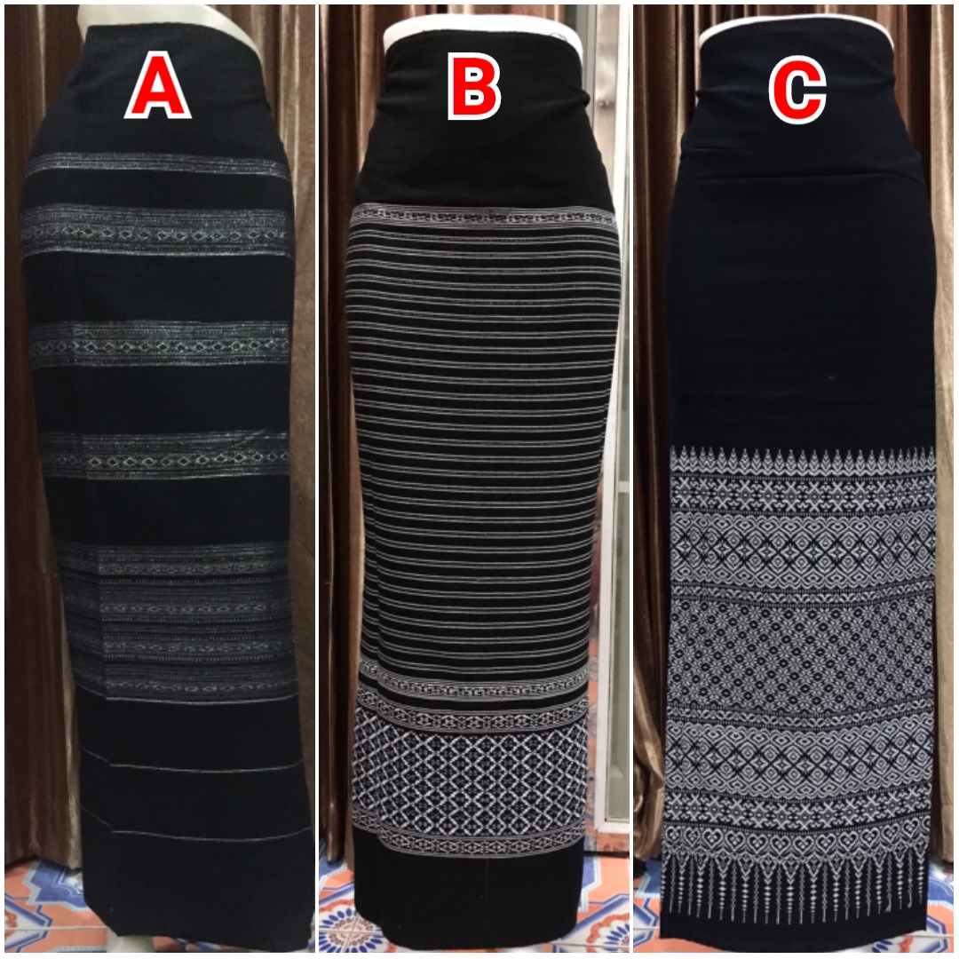 ผ้าถุงสีดำ ผ้าฝ้ายทอ ผ้าทอเต็มผืนยังไม่ได้เย็บ ยังไม่ได้อัดผ้ากาว ขนาด 2 หลา (180x100)cm