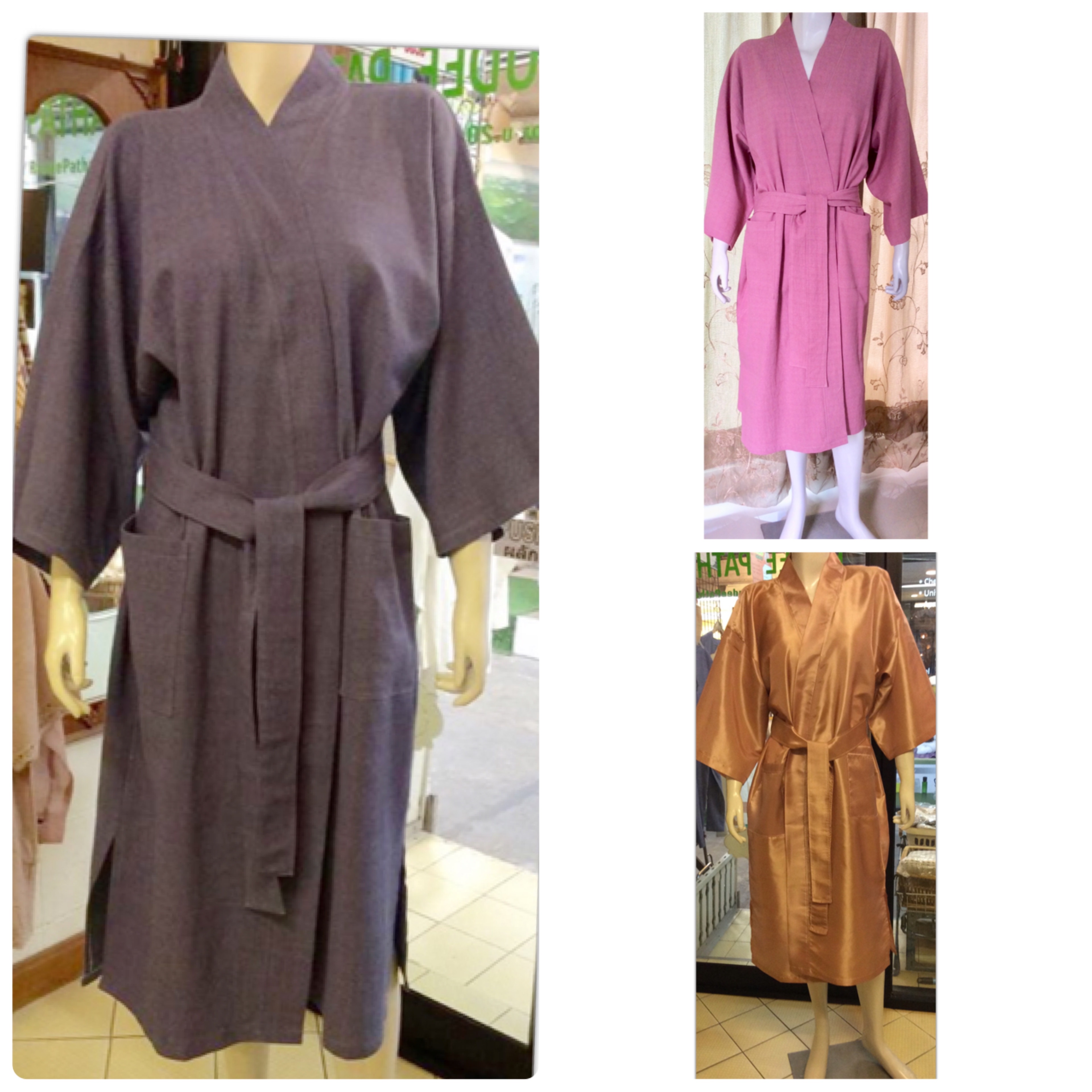 150P เสื้อคลุมอาบน้ำผ้าฝ้าย/ไหมเทียม Bathrobe Robe (Unisex)