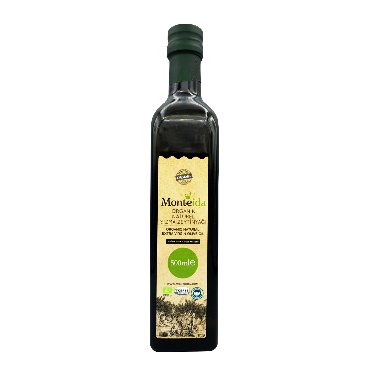 Monteida น้ำมันมะกอกบริสุทธิ์ สกัดเย็นครั้งแรก Organic Extra Virgin Olive Oil First cold press (500ml)