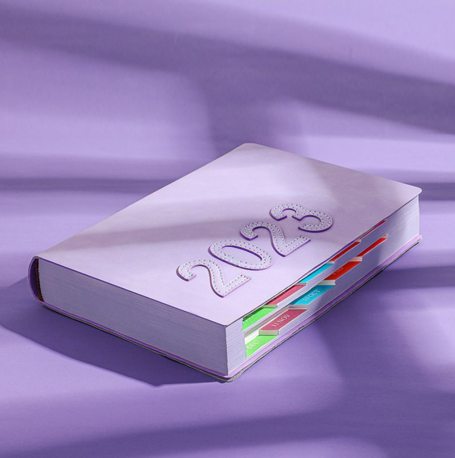 2023 planner A5 Notebook diary สมุดโน้ตแพลนเนอร์ ขนาด A5 400 หน้า สีเขียว สีฟ้า สีชมพู สีแดง