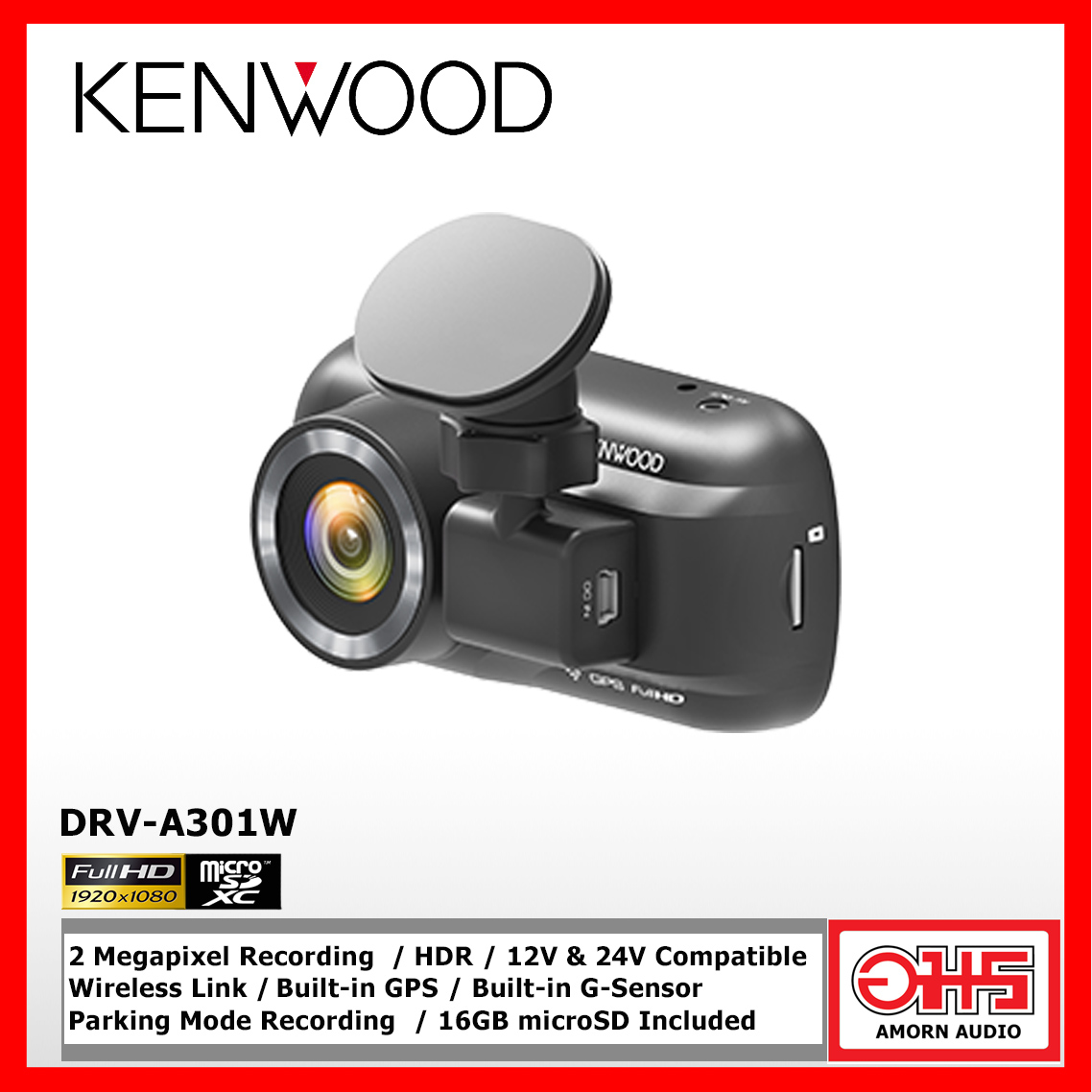KENWOOD DRV-A301W กล้องติดรถยนต์ กล้องหน้ารถ กล้องบันทึก AMORNAUDIO อมรออดิโอ