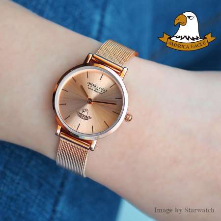 AMERICA EAGLE นาฬิกาข้อมือผู้หญิง สายสแตนเลส รุ่น AE8005L - PinkGold/PinkGold