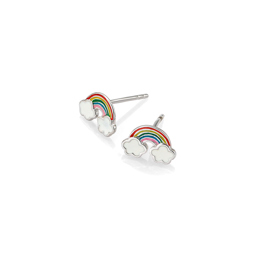 Twinkle Time Jewelry ต่างหูเงินเเท้ 92.5% สำหรับเด็กเเละผู้หญิง รุ่น Rainbow n Clouds Earrings