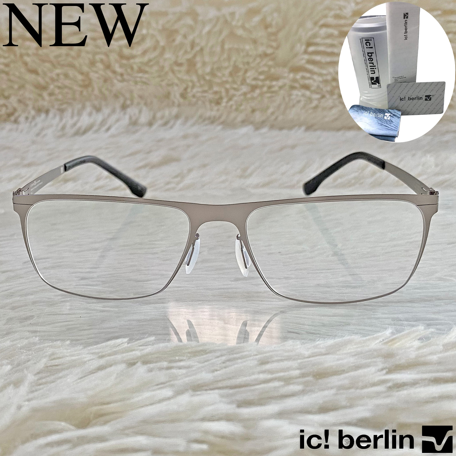 ic berlin กรอบแว่นตา สำหรับตัดเลนส์ แว่นตาชาย หญิง Fashion รุ่น 135 Seckorso 66 กรอบเต็ม ทรงเหลี่ยม ขาไม่ใช้น็อต ถอดได้ วัสดุ Stainless Steel น้ำหนักเบา