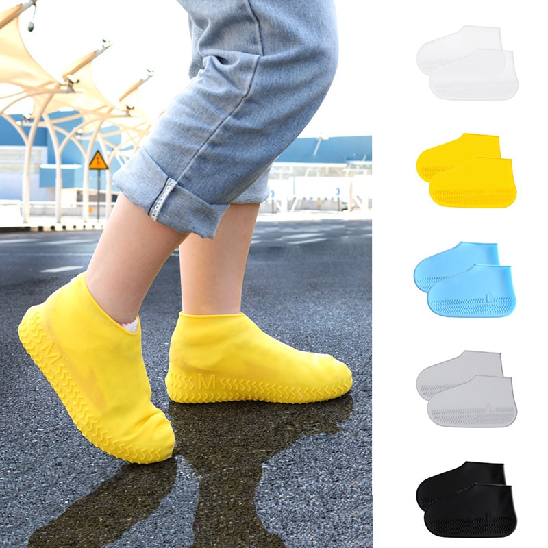 พร้อมมากๆ...[yellow,L] -Reusable Silicone Shoe Covers Unisex Waterproof Shoe Case Non-slip Shoes Protector Outdoor Rain Boot Indoor Dustproof Fo ..เคสกันน้ำคุณภาพดี..!!