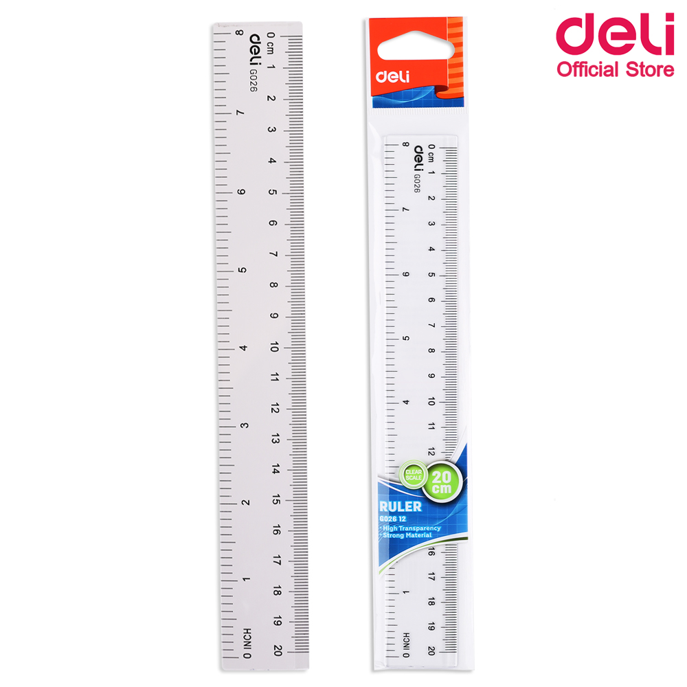 Deli ไม้บรรทัด ขนาด 20 เซนติเมตร Ruler G02612 ไม้บรรทัด ไม้บรรทัดแข็งแรง ไม้บรรทัดคุณภาพดี ไม้บรรทัดนักเรียน อุปกรณ์การเรียน อุปกรณ์เครื่องเขียน ไม้บรรทัดรูปการ์ตูน ชุดเครื่องเขียน อุปกรณ์โรงเรียน นักเรียน คุณครู ไม้บรรทัดเด็ก