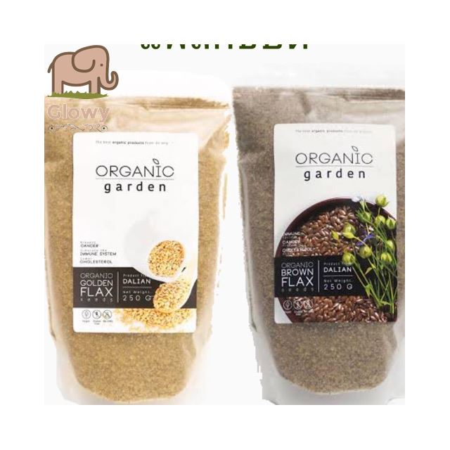 เครื่องปรุง keto Organic garden Flax แฟลกซ์บด 250กรัม มี2สี Brown Flax