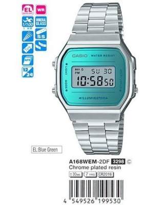 Casio แท้ รุ่น A168WEM-2DF นาฬิกาผู้หญิง สายสเตนเลส Casio แท้ รุ่น A168WEM-2DF นาฬิกาผู้หญิง สายสเตนเลส