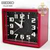 SEIKO นาฬิกาปลุก Quiet Sweep (Snooze) มีไฟ เสียงกริ่ง รุ่น QHK024R - แดง หน้าปัดดำ (Red/Black)