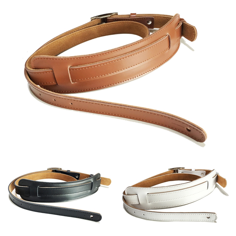 Durable Leather and Metal Buckle Electric Guitar Strap Belt Shoulder Pad Adjustable Vintage Guitar Straps