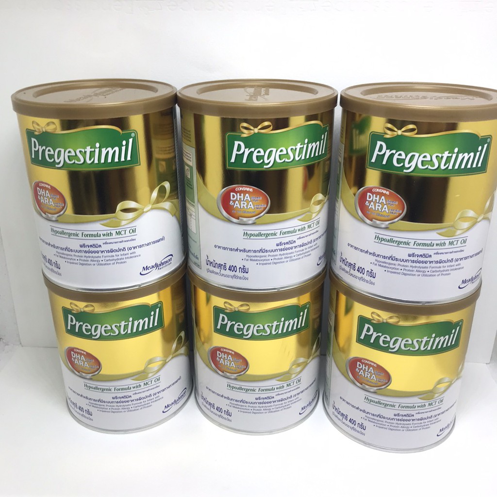 เอนฟาPregestimil ยกลัง 6 กระป๋อง(พรีเจสติมิล)​ สูตรสำหรับทารกที่มีระบบการย่อยอาหารผิดปกติ (ขนาด400 กรัม)​