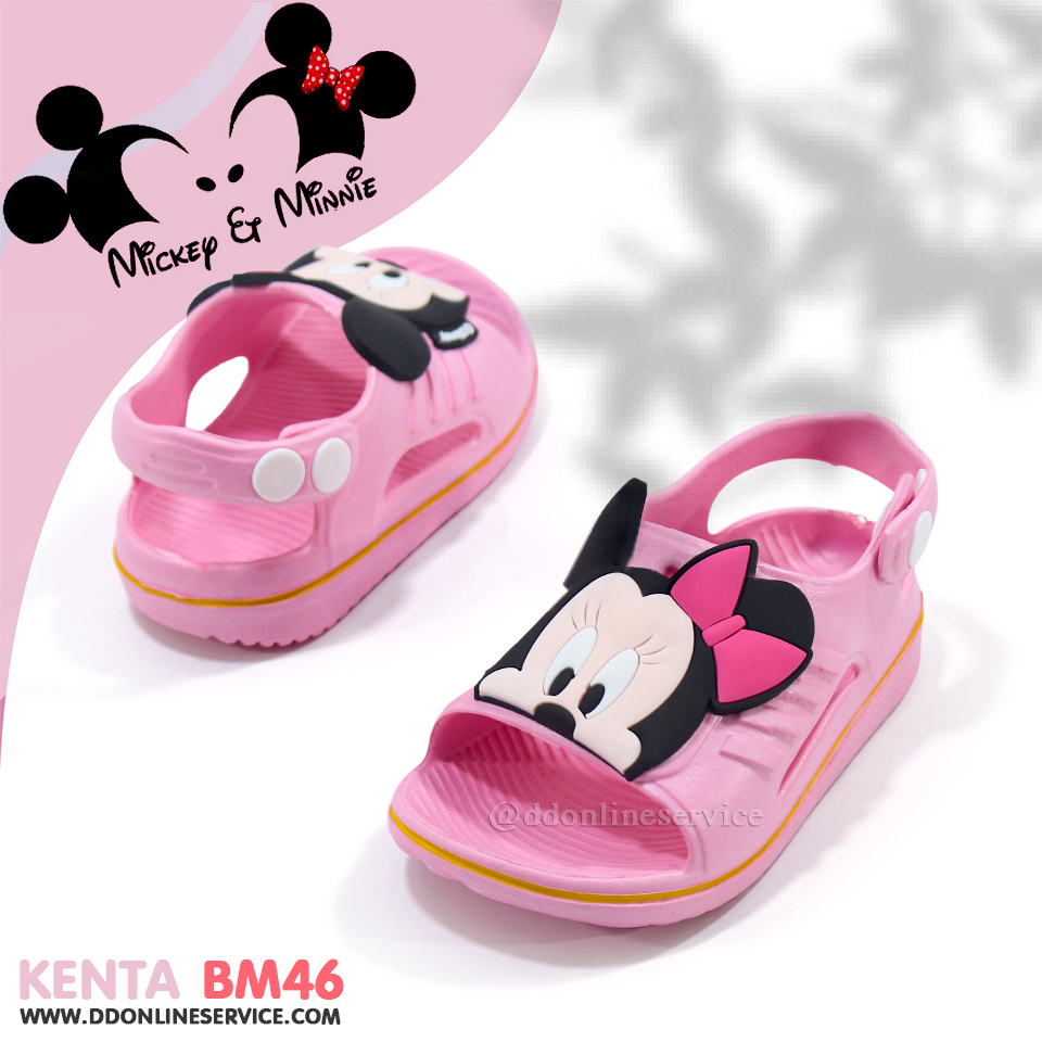 รองเท้าเด็ก รองเท้าลำลอง รองเท้าเด็กสีพื้น รองเท้าแตะสวมรัดส้น Minnie Mouse  แท้  KENTA รุ่น BM46  [ไซส์ 19-24]