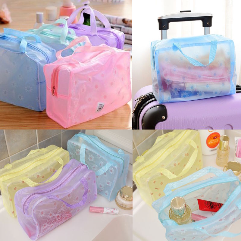 กระเป๋าเครื่องสำอาง กันน้ำ สำหรับพกพา PVC transparent waterproof cosmetic bag travel wash bag storage bag