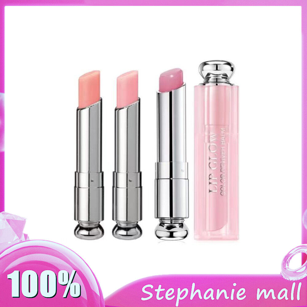 #Stephanie mall ของแท้พร้อมส่ง Dior Addict Lip Glow Color Reviver Balm 3.5 g Pink 001Coral 004#ขนาดปกติ ลิปบำรุงเปลี่ยนสีตามอุณหภูมิ