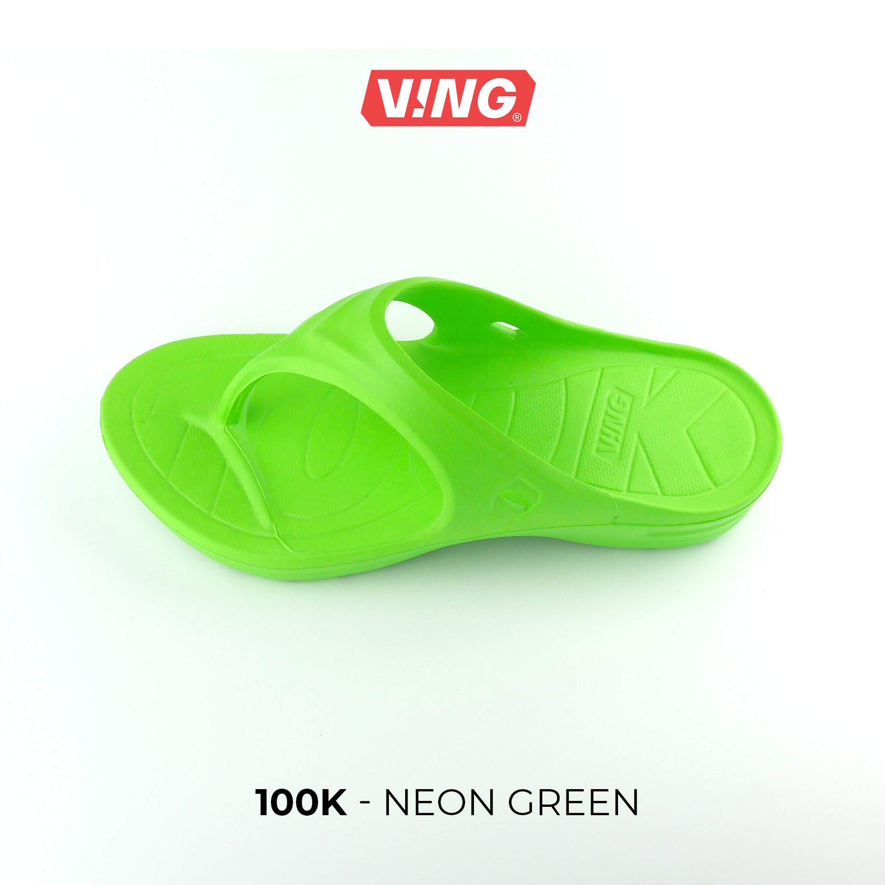 รองเท้าแตะวิ่งมาราธอน VING รุ่น 100K - สีเขียว Neon Green (รวมสายรัดข้อเท้า เลือกสีได้) Running Sandals - รองเท้าแตะสุขภาพ [ส่งฟรี]