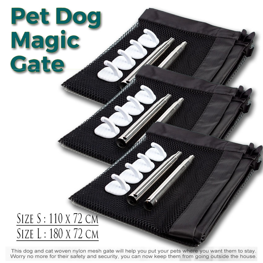 Magic Pet Gate ประตูม้วนกั้นสัตว์เลี้ยงมหัศจรรย์ ม่านรั้วกันสุนัข เป็นประตูกั้นระหว่างสัตว์สามารถติด