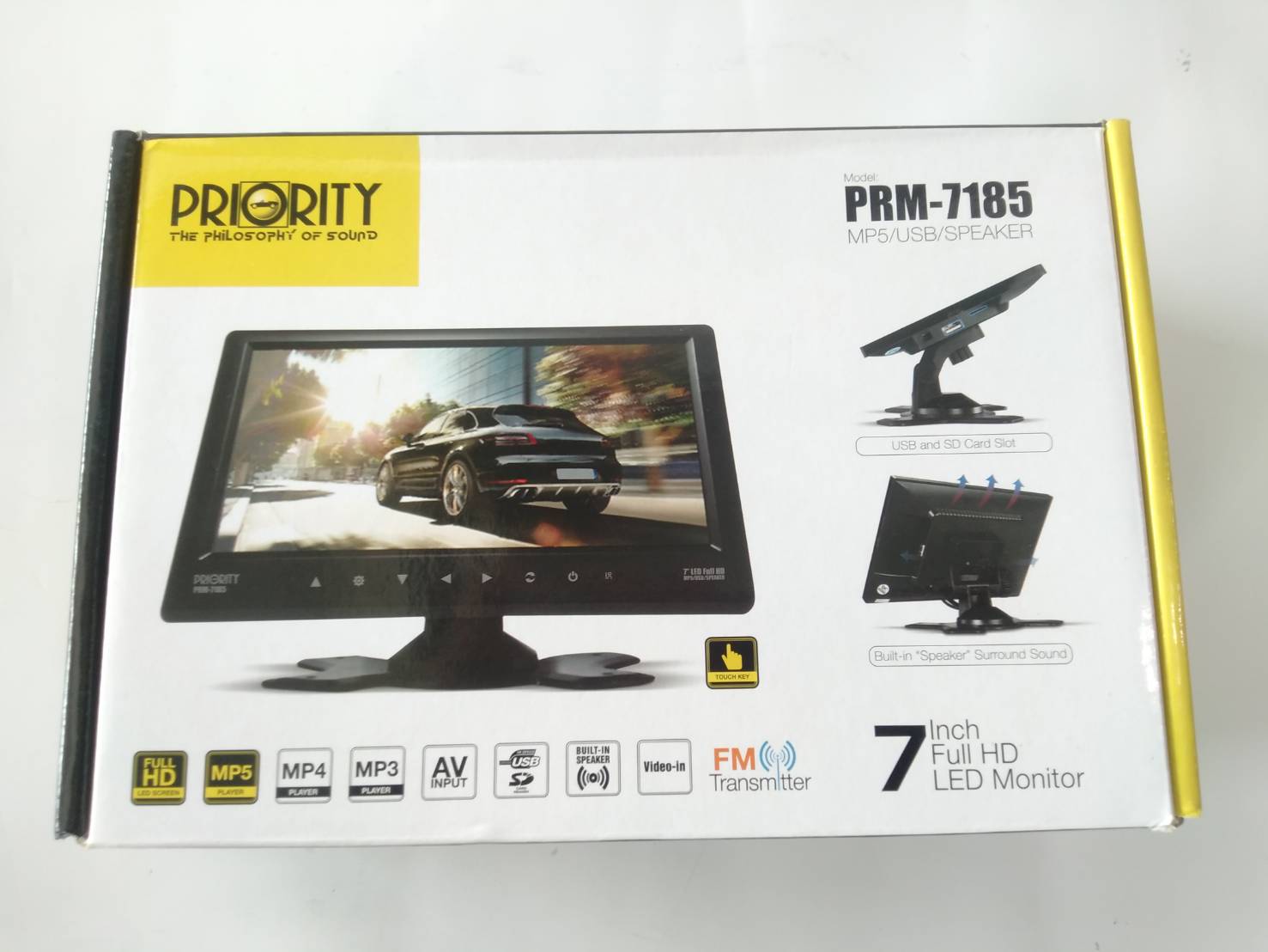 จอทีวี 7นิ้ว แบบตั้ง PRIORITY รุ่น PRM-7185 พร้อมต่อกล้องถอยหลังรถยนต์ และเล่น USB/ SD CARDได้ในตัว แบรนด์ดังคุณภาพญี่ปุ่น