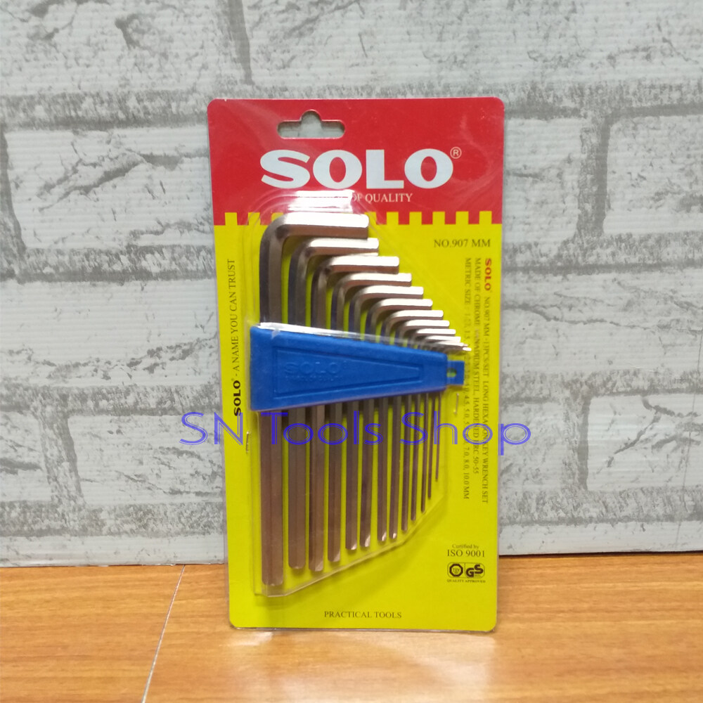 SOLO No.907 MM กุญแจตัวแอล หุญแจหกเหลี่ยม ประแจตัวแอล ประแจหกเหลี่ยม 13 ชิ้น หัวตัด
