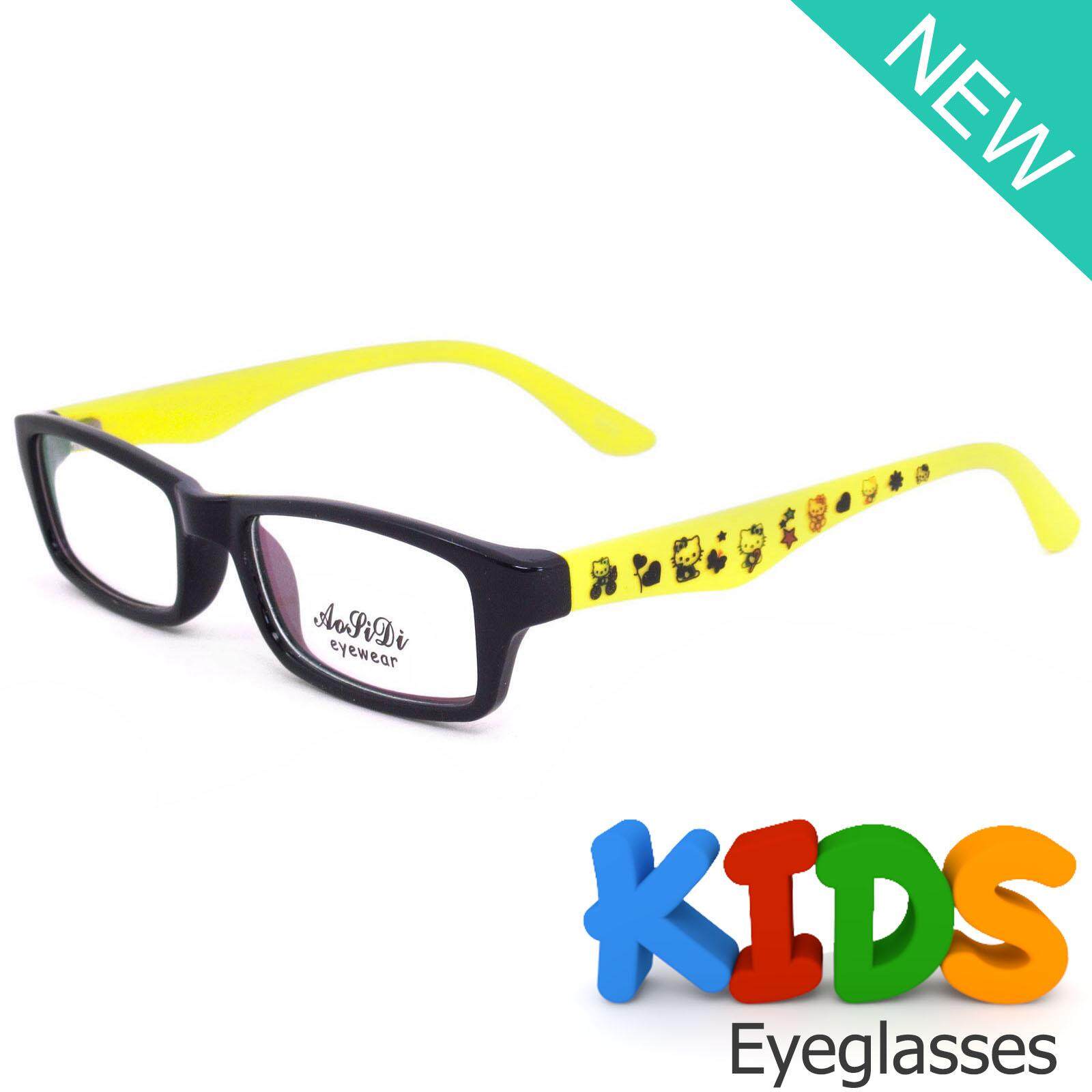 แว่นตาเกาหลีเด็ก Fashion Korea Children แว่นตาเด็ก รุ่น 1608 C-13 สีดำขาเหลือง กรอบแว่นตาเด็ก Rectangle ทรงสี่เหลี่ยมผืนผ้า Eyeglass baby frame ( สำหรับตัดเลนส์ ) วัสดุ PC เบา ขาข้อต่อ Kid leg joints Plastic Grade A material Eyewear Top Glasses