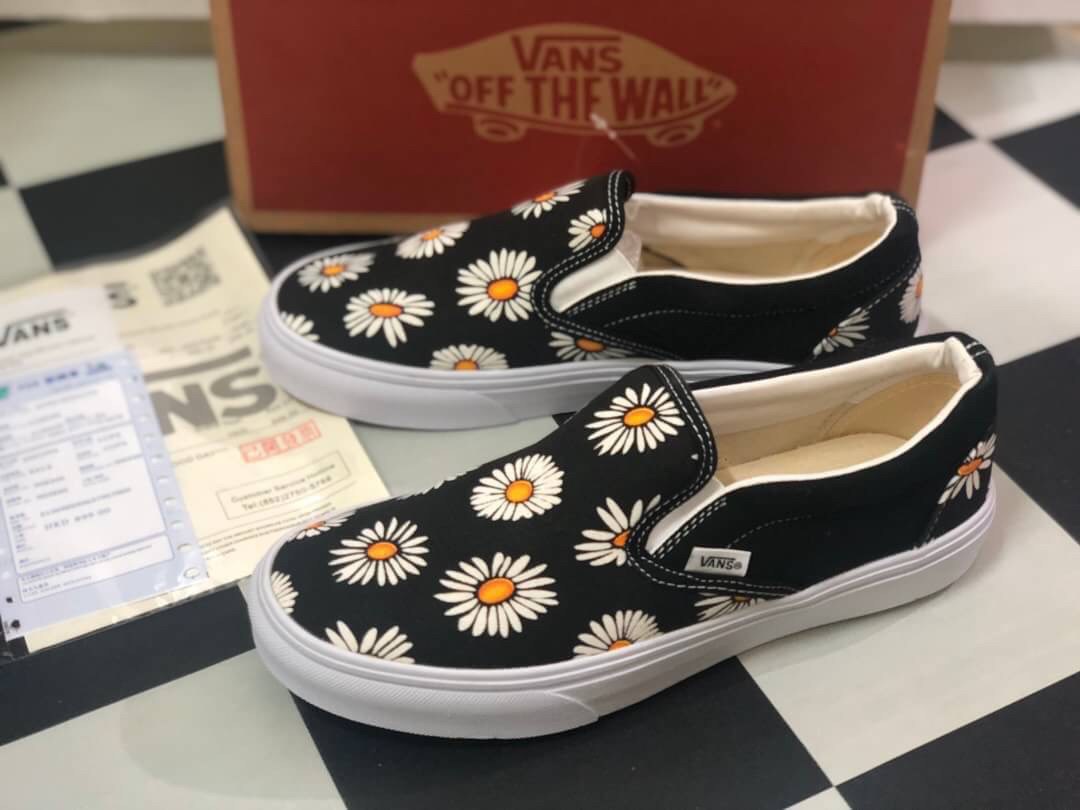 [MShose] รองเท้าVans Slip On ลายดอกเดซี่ รองเท้าลำลอง รองเท้าแฟชั่น ถ่ายรีวิวสินค้าจริง100%