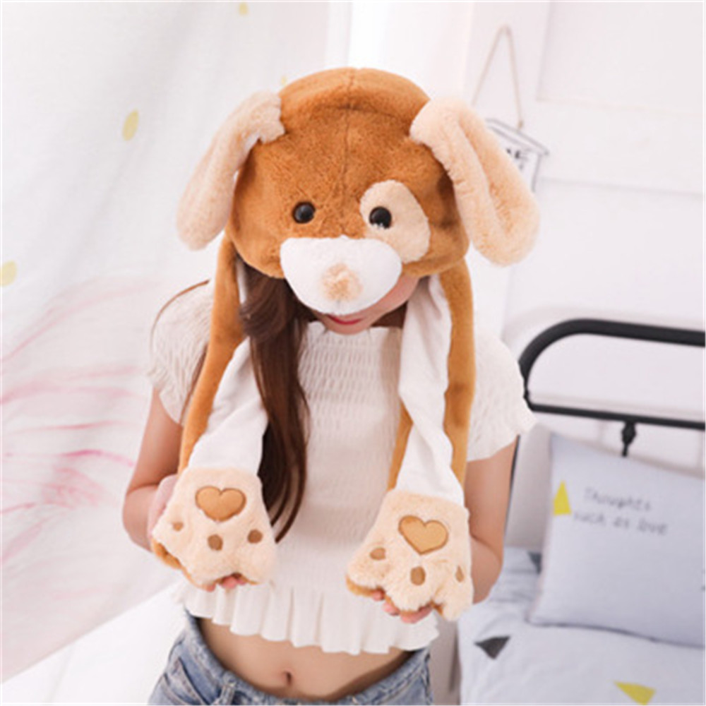 FANGCU272 Winter Warm Soft Moving Jumping Animals Ear Hat Plush Rabbit ...