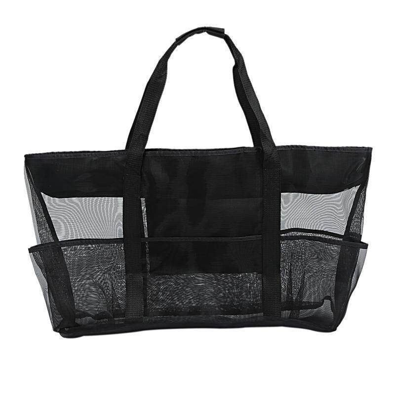 XXL Mesh Beach Bag Family Mesh Beach Bag Mesh Bag for Sand Toys, Extra Large Family Mesh Beach Bag Tote, Black