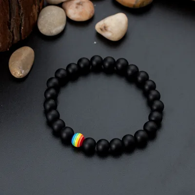 wangqingpeng Natural Stone Matte Agate 8mm Bracelet Elastic Yoga Beads Bracelet Gift Jewelry