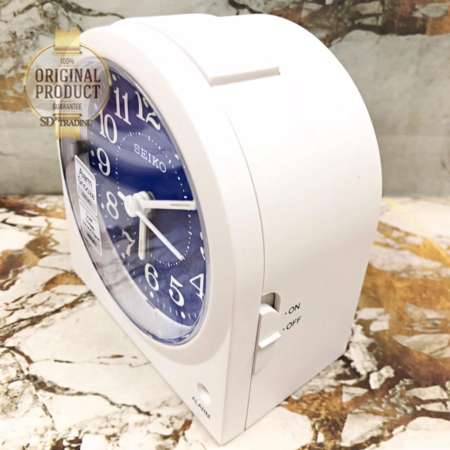 SEIKO นาฬิกาปลุก Alarm Clock (Snooze) QHE179W - สีขาว/หน้าน้ำเงิน