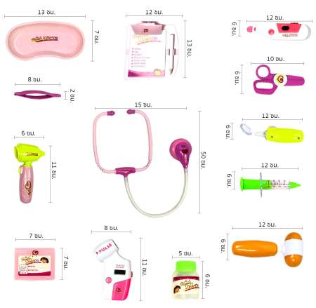 K TOYS ชุดเครื่องมือพยาบาลพร้อมตุ๊กตาคนไข้ + อุปกรณ์ มีเสียง มีไฟ มี 14 ชิ้น ขนาด ยาว 56*กว้าง 9*สูง 38 ซม.