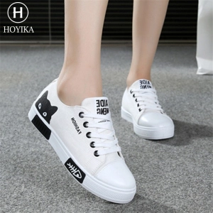 สินค้า ราคาถูก รองเท้าแฟชั่น สไตล์เกาหลี รองเท้าผ้าใบ รองเท้าเพิ่มความสูง รองเท้ารองเท้าผ้าใบผู้หญิง（สีดำ）（สีขาว） LTH211-6