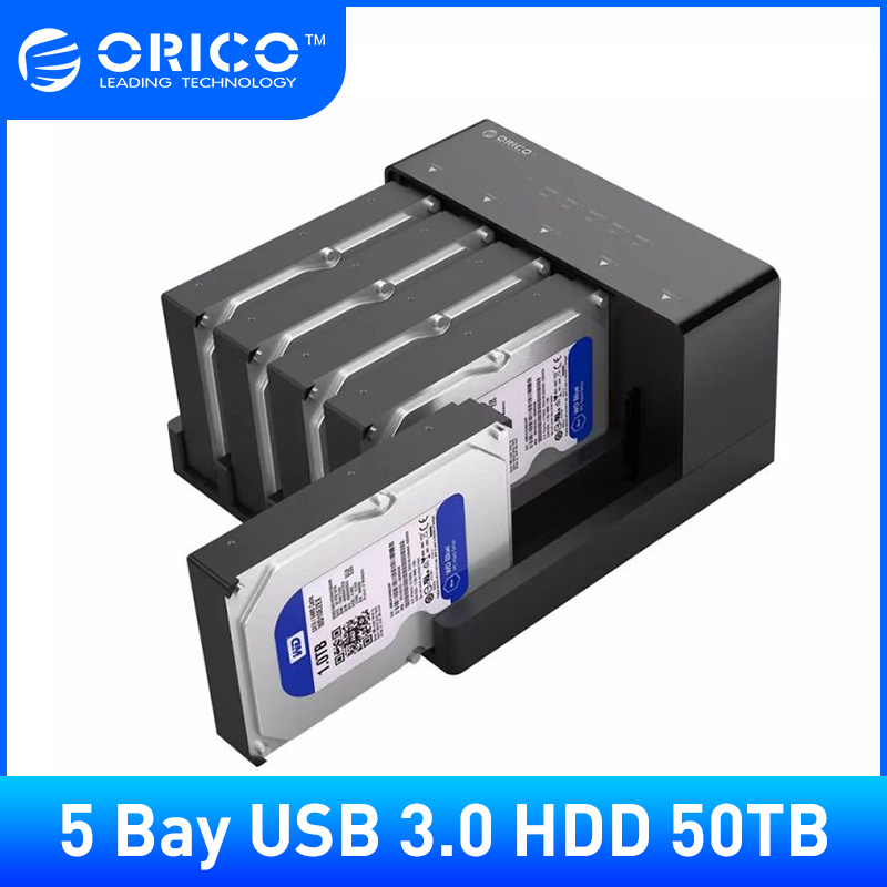 Orico 6558US3-C 5 Bay Super Speed Usb 3.0 HDD Docking Station เครื่องมือฟรี USB 3.0 ไปยัง SATA Hard Drive Enclosure Off-line Clone HDD Duplicator
