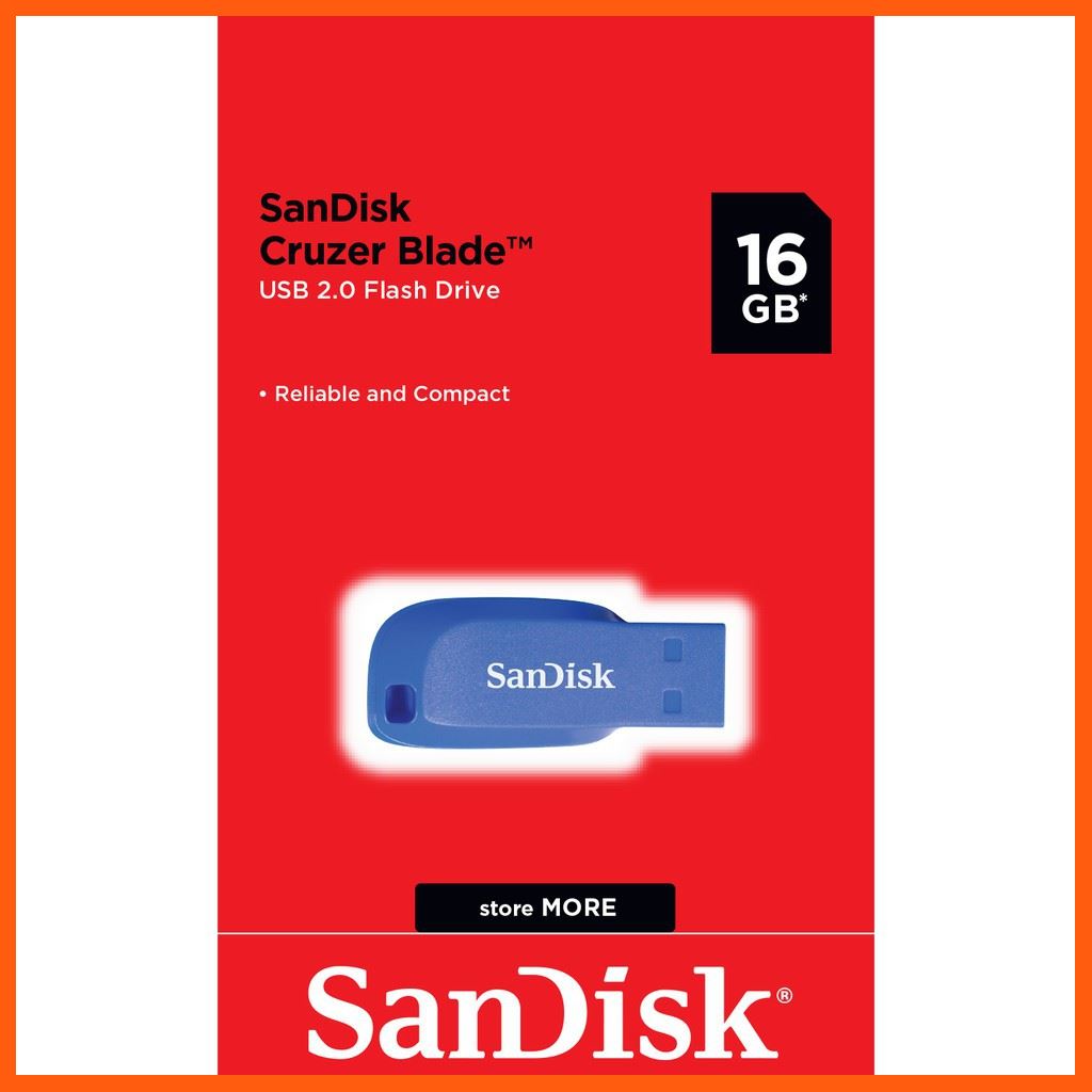 ✨✨#BEST SELLER🎉🎉 SanDisk CRUZER BLADE USB แฟลชไดร์ฟ 16GB Blue, USB2.0 (SDCZ50C-016G-B35BE) อุปกรณ์จัดเก็บข้อมูล (STORAGE & MEMORY CARD ) STORAGE MEMORY CARD อุปกรณ์จัดเก็บข้อมูล Memory Card เม็มโมรี่การ์ด Compact Flash